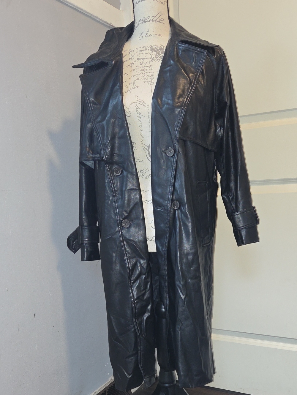 Abercrombie & Fitch Vegan Leather Trench Coat